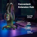 Jimonyer RGB Headphone Stand with USB Ports