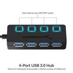 SABRENT 4-Port USB 3.0 Hub with LED Switches