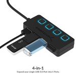 SABRENT 4-Port USB 3.0 Hub with LED Switches