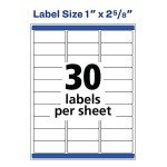Waterproof Printable Address Labels, 1" x 2-5/8", 1500 Pack