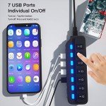 ONFINIO 7-Port USB 3.0 Hub with Switches