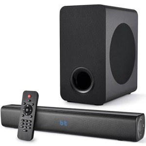 Bluetooth Wireless Sound Bar with Subwoofer, Black