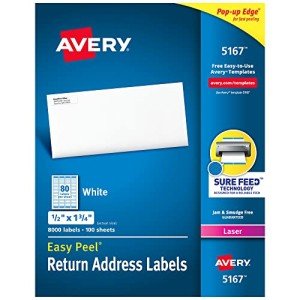 Avery Printable White Return Address Labels, 8,000 Pack