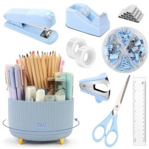 SKYDUE 10-Piece Desk Organizer Set in Blue