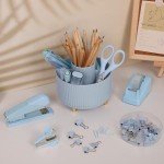 SKYDUE 10-Piece Desk Organizer Set in Blue