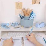SKYDUE 10-Piece Desk Organizer Set in Blue