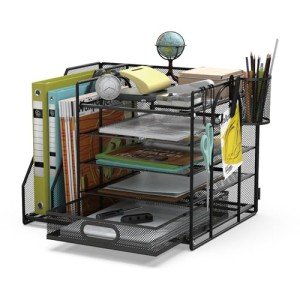 HUHOLE 5-Tier Mesh Desk Organizer with File Holder