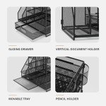 HUHOLE 5-Tier Mesh Desk Organizer with File Holder