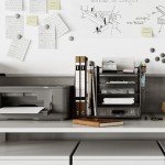 HUHOLE 5-Tier Mesh Desk Organizer with File Holder