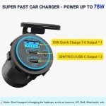 Dual USB C Car Charger Socket - 78W 2 Pack