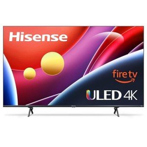 Hisense 65-Inch Class U6HF Series ULED 4K UHD Smart Fire TV (65U6HF, 2024) - QLED, 600-Nit Dolby Vision, Game Mode Plus VRR, HDR 10+, 240 Motion Rate, MEMC, Voice Remote, Compatible with Alexa, Black