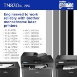 Brother TN830XL High Yield Black Toner 2-Pack