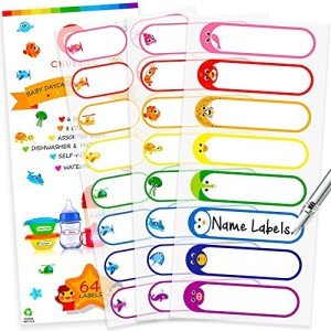 Self-Laminating Waterproof Baby Bottle Labels, 64-Pack