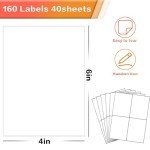 160 Removable Storage Bin Labels - Matte White