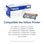 Brother TN630 Black Toner Cartridge Replacement - 2 Pack