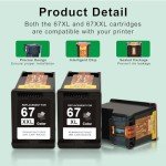 SAILNER Ink Cartridge Combo for HP 67 & 67XL