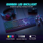 Yesbeaut Rainbow LED Gaming Keyboard with Wrist Rest