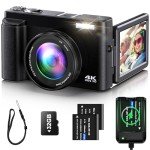 4K Auto-Focus Camera with Flip Screen & Accessories
