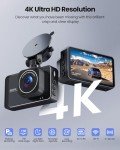 4K Dash Cam with Dual Cameras and WiFi