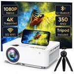 1080P WiFi Bluetooth Projector with Tripod, 300" Display