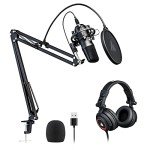 MAONO Podcast Microphone and Studio Headphone Set