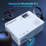 1080P WiFi Bluetooth Projector with Tripod, 300" Display