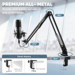 USB Condenser Microphone Kit for Streaming & Recording