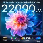 4K WiFi Projector with Bluetooth 5.3 for Outdoors