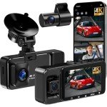 3-Channel 4K Dash Cam with WiFi & Night Vision