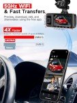 3-Channel 4K Dash Cam with WiFi & Night Vision