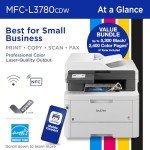 Brother MFC-L3780CDW Color All-in-One Printer Bundle