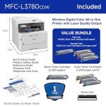 Brother MFC-L3780CDW Color All-in-One Printer Bundle