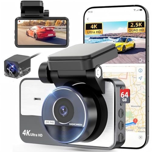 4K Dual Dash Cam with Night Vision and Wi-Fi