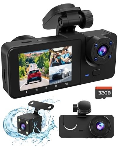3-Channel 4K Dash Cam with 32GB Card