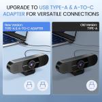 EMEET 1080P Webcam with Dual Mics and Adapter