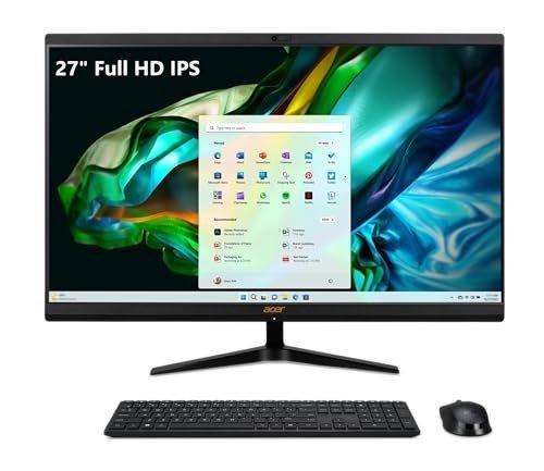 Acer Aspire C27-1800-UR12 AIO Desktop | 27" Full HD IPS Display | Intel Core i5-12450H | Intel UHD Graphics | 16GB DDR4 | 1TB PCIe Gen 4 SSD | Intel Wireless Wi-Fi 6E | Wireless Keyboard & Mouse
