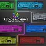 Backlit Wired Keyboard with Large Print and Color Modes