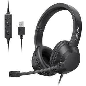 LEVN USB Headset with Mic for PC and Laptop
