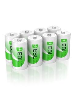 EBL 5000mAh Rechargeable C Size Battery Pack of 8