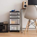 IRIS USA Rolling Cart with 4 Drawers, Black/Pearl