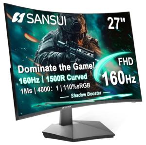 SANSUI 27" Curved 160Hz Gaming Monitor 1080P