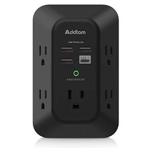 Addtam 5-Outlet USB Wall Charger & Surge Protector
