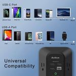 Addtam 5-Outlet USB Wall Charger & Surge Protector