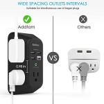 Addtam 5-Outlet USB Wall Charger & Surge Protector