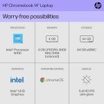 HP 14” FHD Chromebook, Intel N100, 4GB RAM