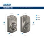 Schlage BE365 V CAM 619 Camelot Keypad Deadbolt, Electronic Keyless Entry Lock, Satin Nickel
