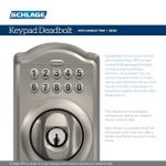Schlage BE365 V CAM 619 Camelot Keypad Deadbolt, Electronic Keyless Entry Lock, Satin Nickel