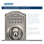 Schlage BE365 V CAM 619 Camelot Keypad Deadbolt, Electronic Keyless Entry Lock, Satin Nickel
