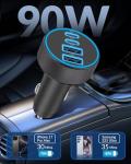 4-Port USB C Car Charger - 90W Fast Charge