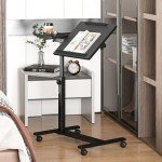 Height Adjustable Rolling Laptop Stand with Cup Holder